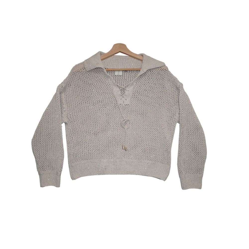 Joie Sequin Open Knit Pullover Sweater – Size M